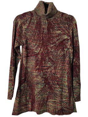 ✨Like New✨ Soft Surroundings Abstract Split Hem Turtleneck, Multicolor, Size XS